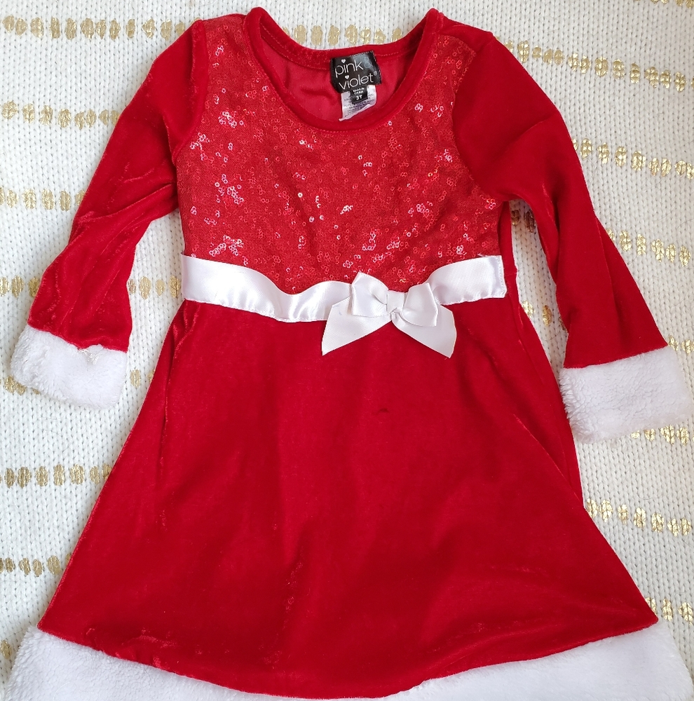 Santa style fit and flare dress with bow waist